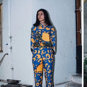 Aishr Blue & Yellow Mango Button-Down Printed Shirt